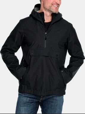 H&M Black Hooded Pullover Windbreaker